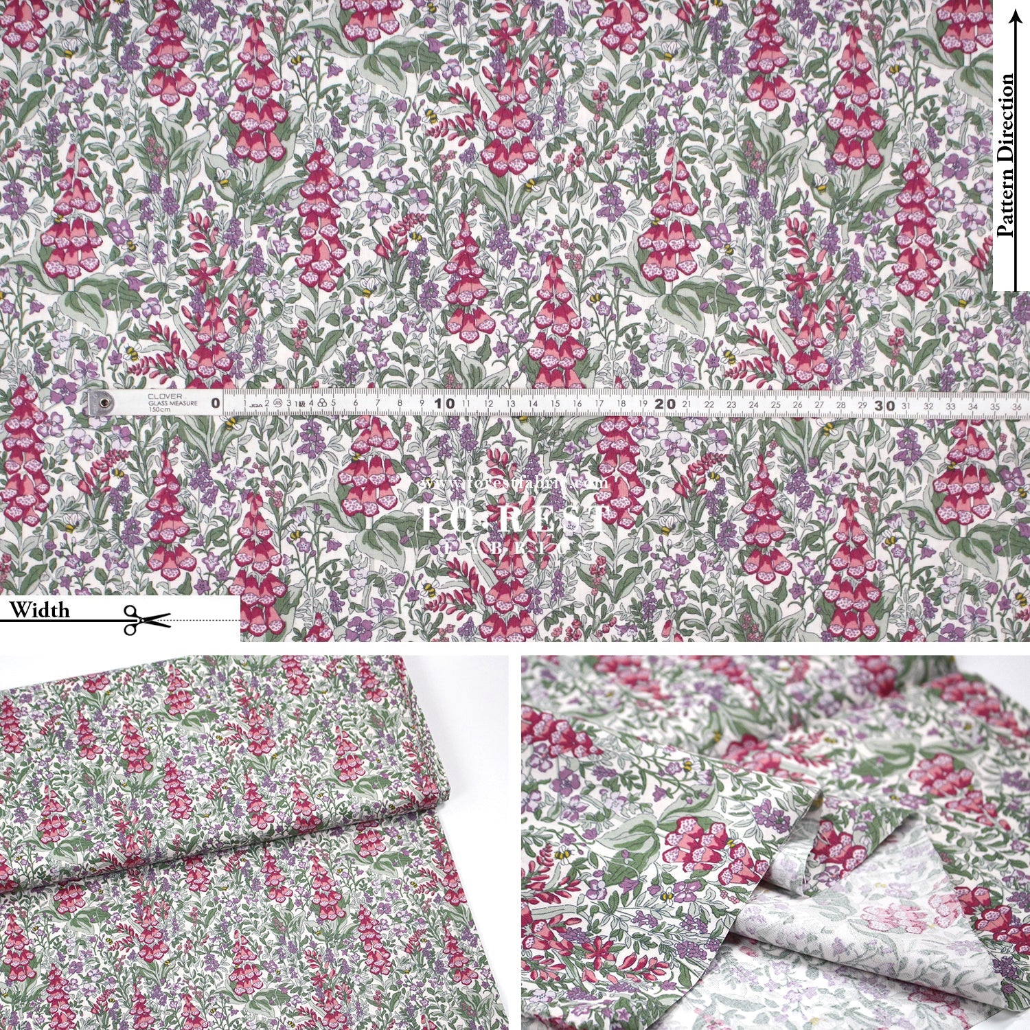 Quilting Liberty - Mull Foxgloves A - FO:REST Fabric 布恩堂Liberty fabrictana lawnjapanese fabricykk zipper