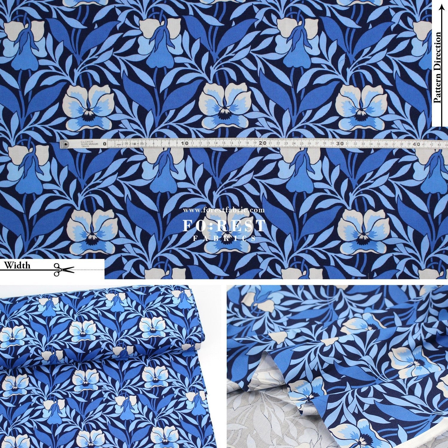 Quilting Liberty - Pansy Meadow 275cm Wide Width fabric - FO:REST Fabric 布恩堂Liberty fabrictana lawnjapanese fabricykk zipper