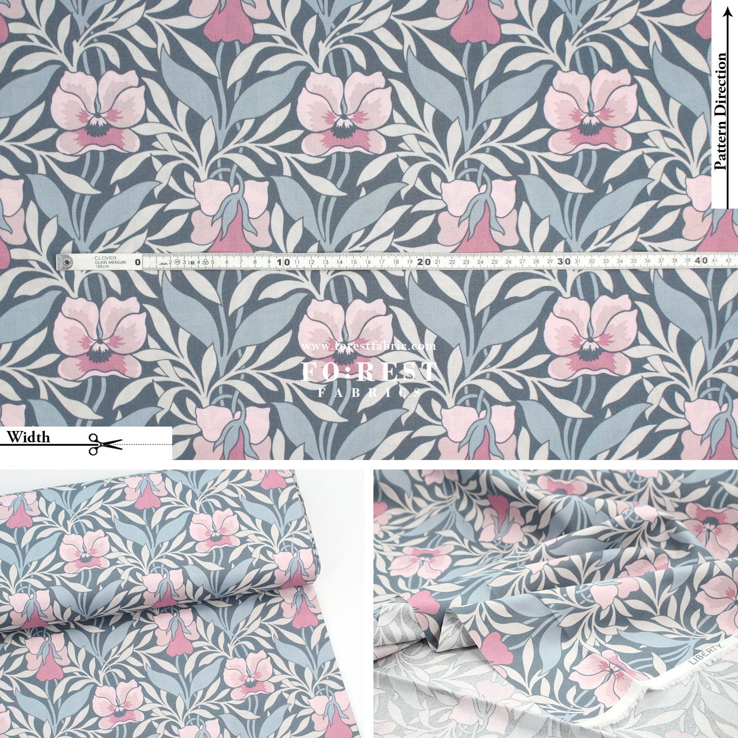 Quilting Liberty - Pansy Meadow 275cm Wide Width fabric - FO:REST Fabric 布恩堂Liberty fabrictana lawnjapanese fabricykk zipper