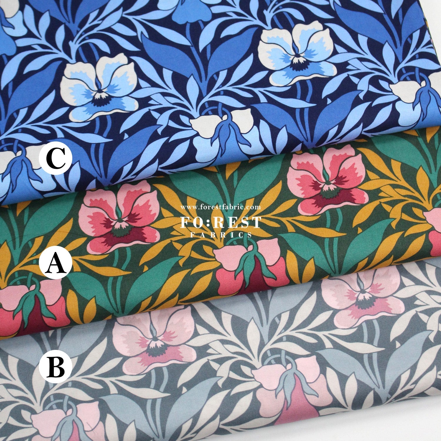Quilting Liberty - Pansy Meadow 275cm Wide Width fabric - FO:REST Fabric 布恩堂Liberty fabrictana lawnjapanese fabricykk zipper