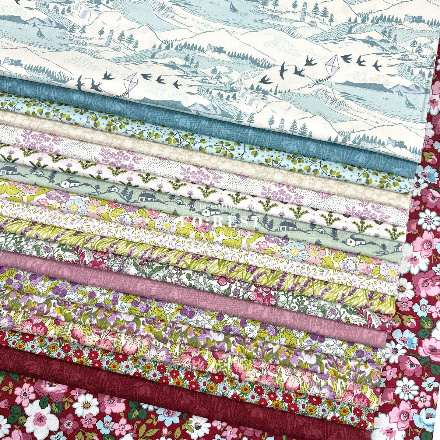 Quilting Liberty Postcard From the Highlands fabric SET - FO:REST Fabric 布恩堂Liberty fabrictana lawnjapanese fabricykk zipper