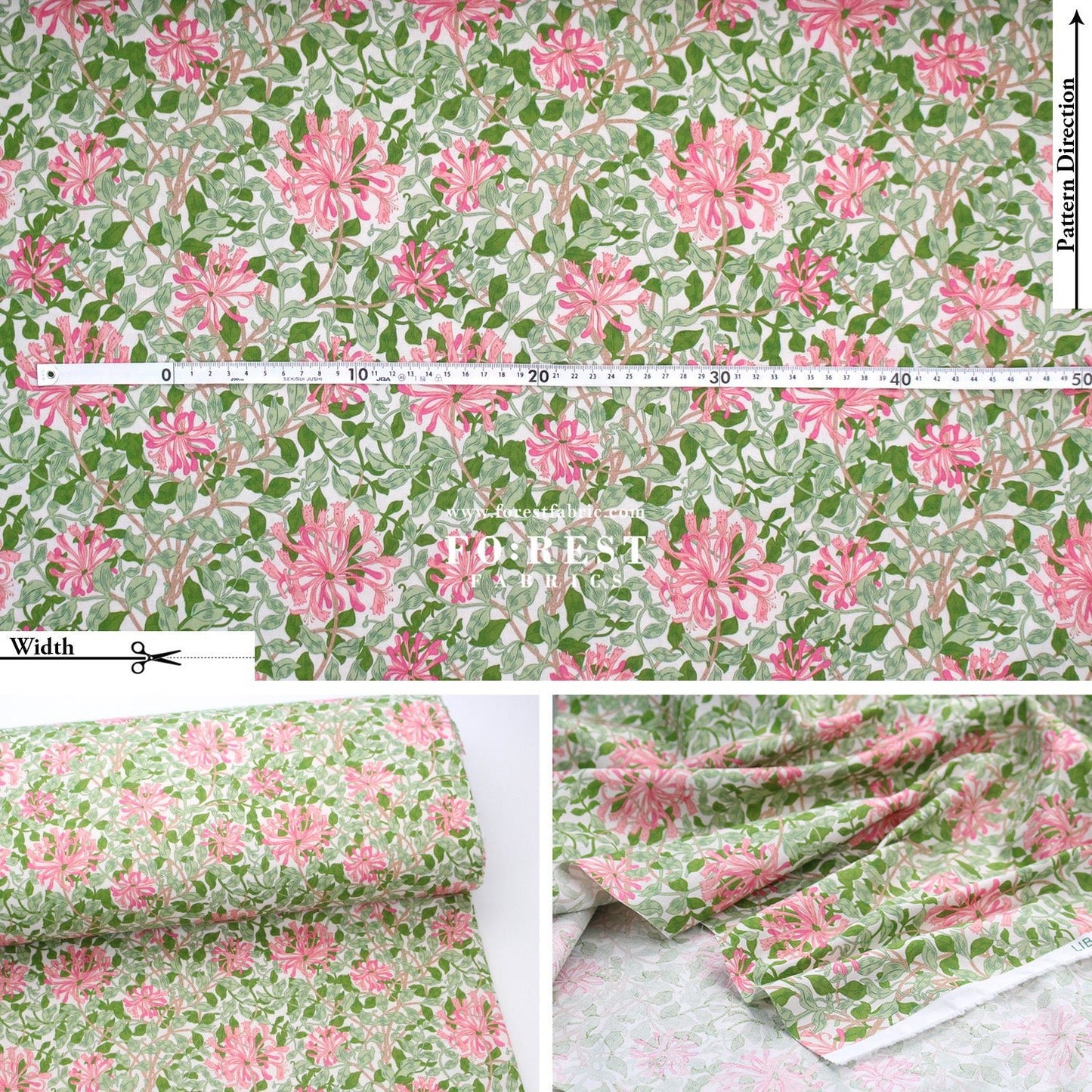 Quilting Liberty - Rrailing Honeysuckle 275cm Wide Width fabric - FO:REST Fabric 布恩堂Liberty fabrictana lawnjapanese fabricykk zipper