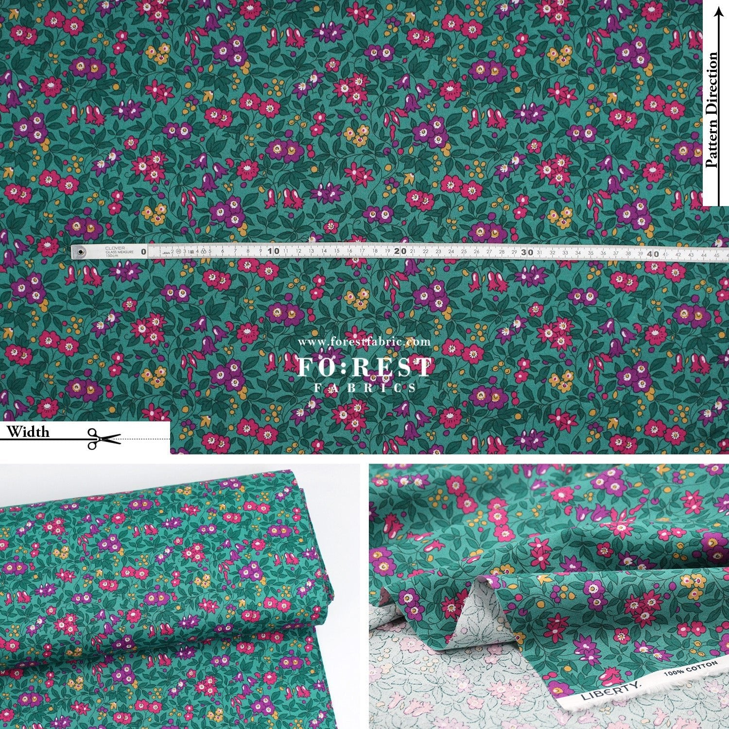 Quilting Liberty - Trailing Blossom 275cm Wide Width fabric - FO:REST Fabric 布恩堂Liberty fabrictana lawnjapanese fabricykk zipper