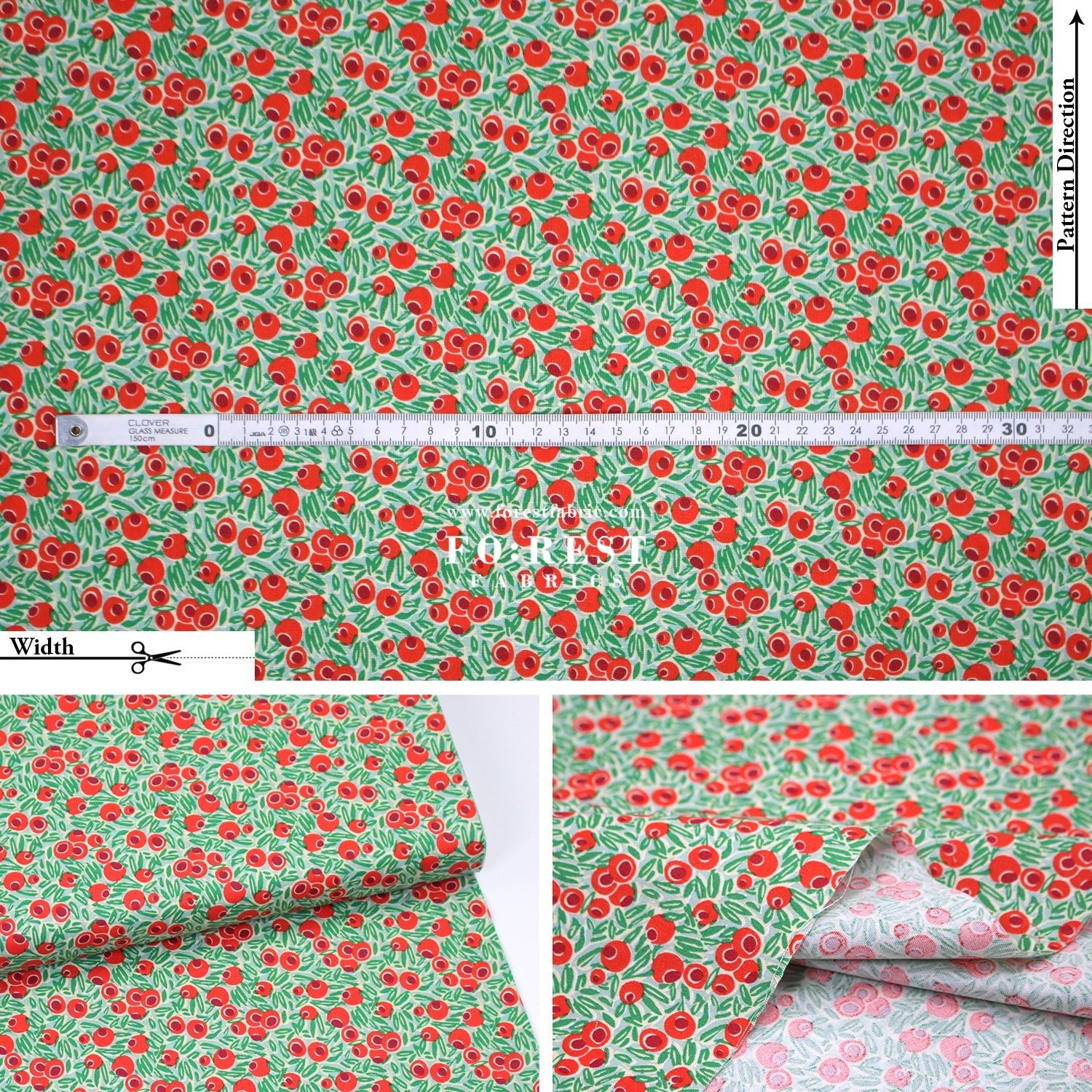 Quilting Liberty - Yew Berries fabric A - FO:REST Fabric 布恩堂Liberty fabrictana lawnjapanese fabricykk zipper