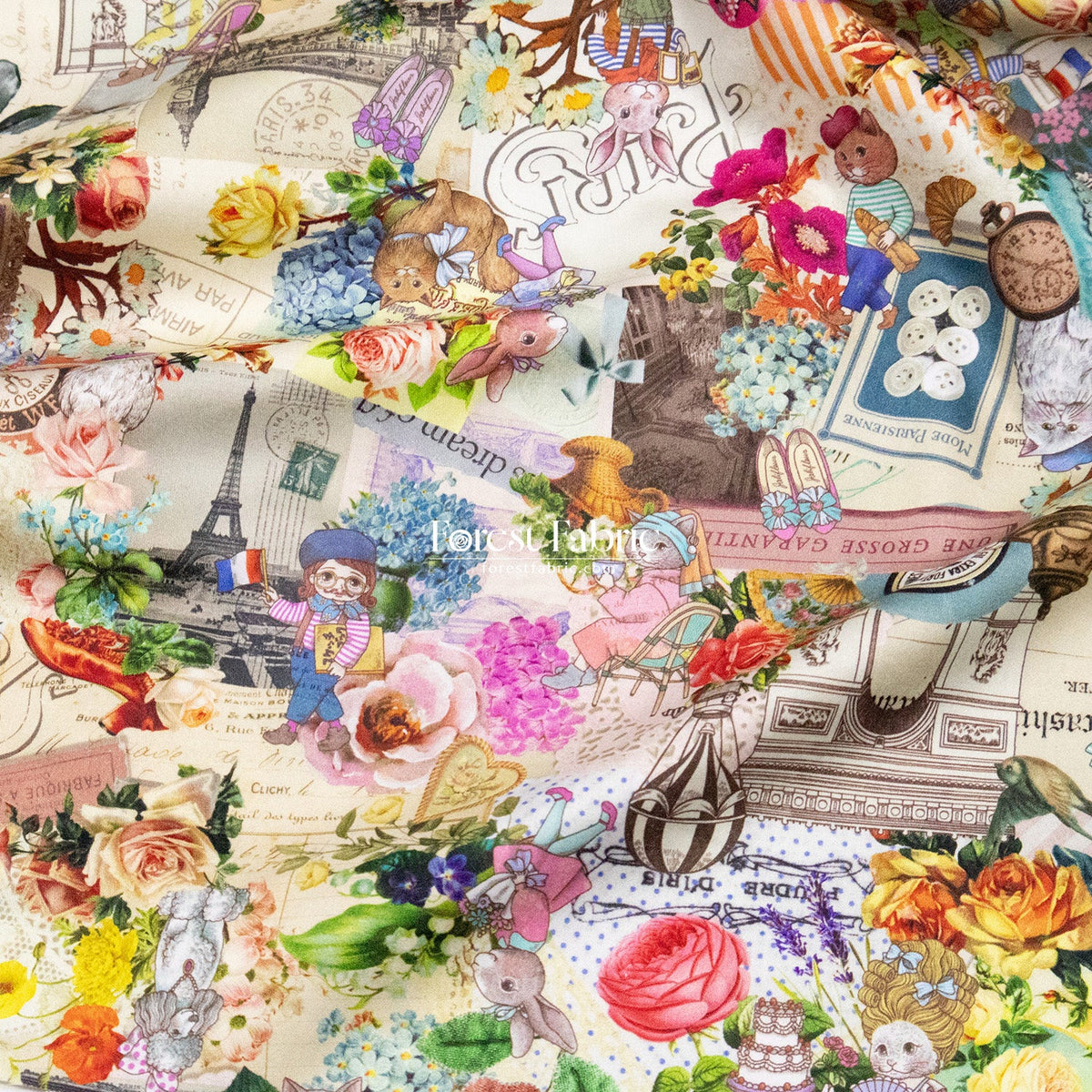 Satin Super Cotton - City of Flower fabric - FO:REST Fabric 布恩堂Liberty fabrictana lawnjapanese fabricykk zipper