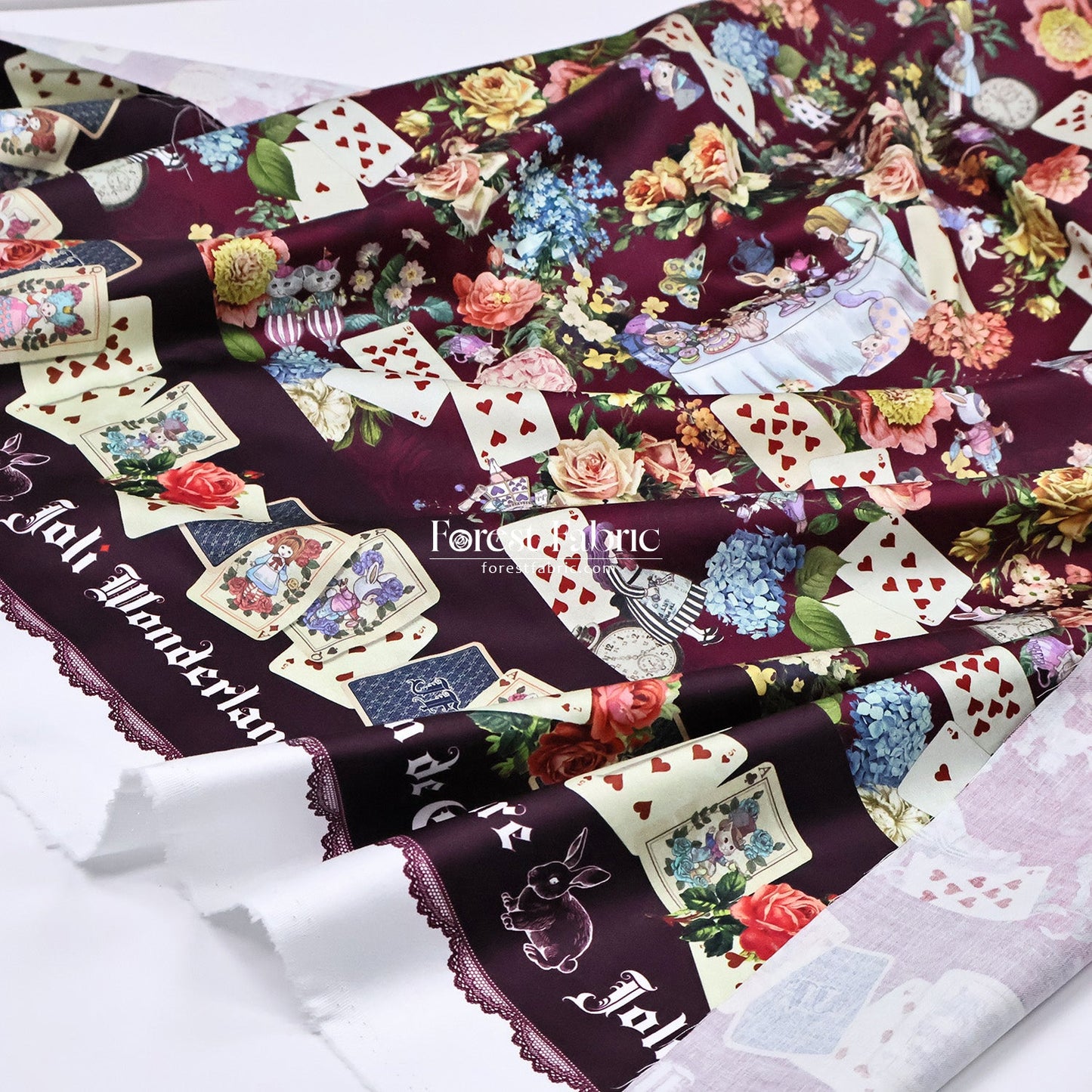 Satin Super Cotton - JoliFleur Classical Alice Wonderland fabric - FO:REST Fabric 布恩堂Liberty fabrictana lawnjapanese fabricykk zipper