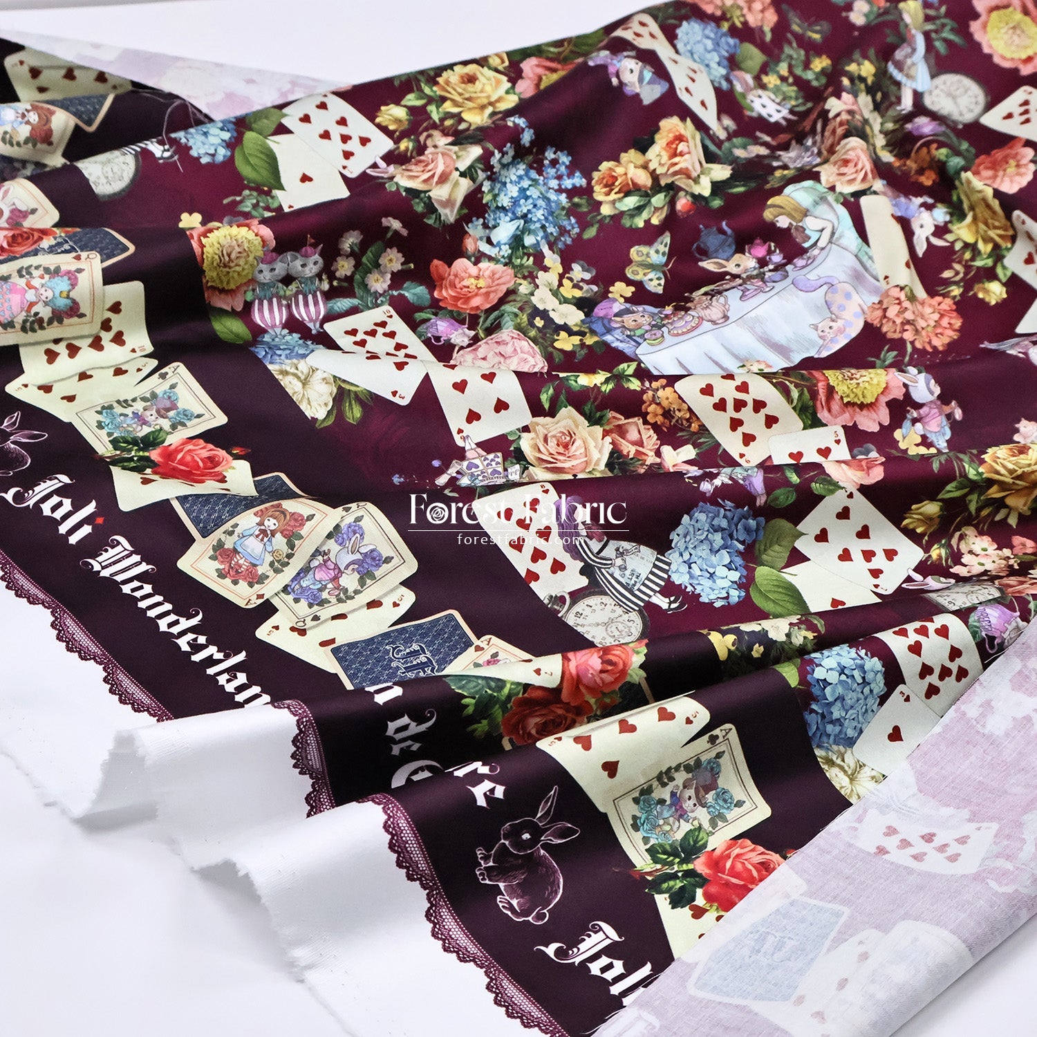 Satin Super Cotton - JoliFleur Classical Alice Wonderland fabric - FO:REST Fabric 布恩堂Liberty fabrictana lawnjapanese fabricykk zipper