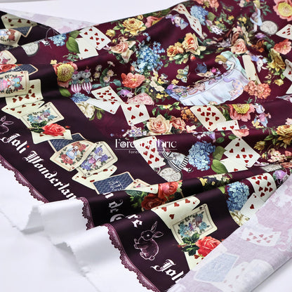 Satin Super Cotton - JoliFleur Classical Alice Wonderland fabric - FO:REST Fabric 布恩堂Liberty fabrictana lawnjapanese fabricykk zipper