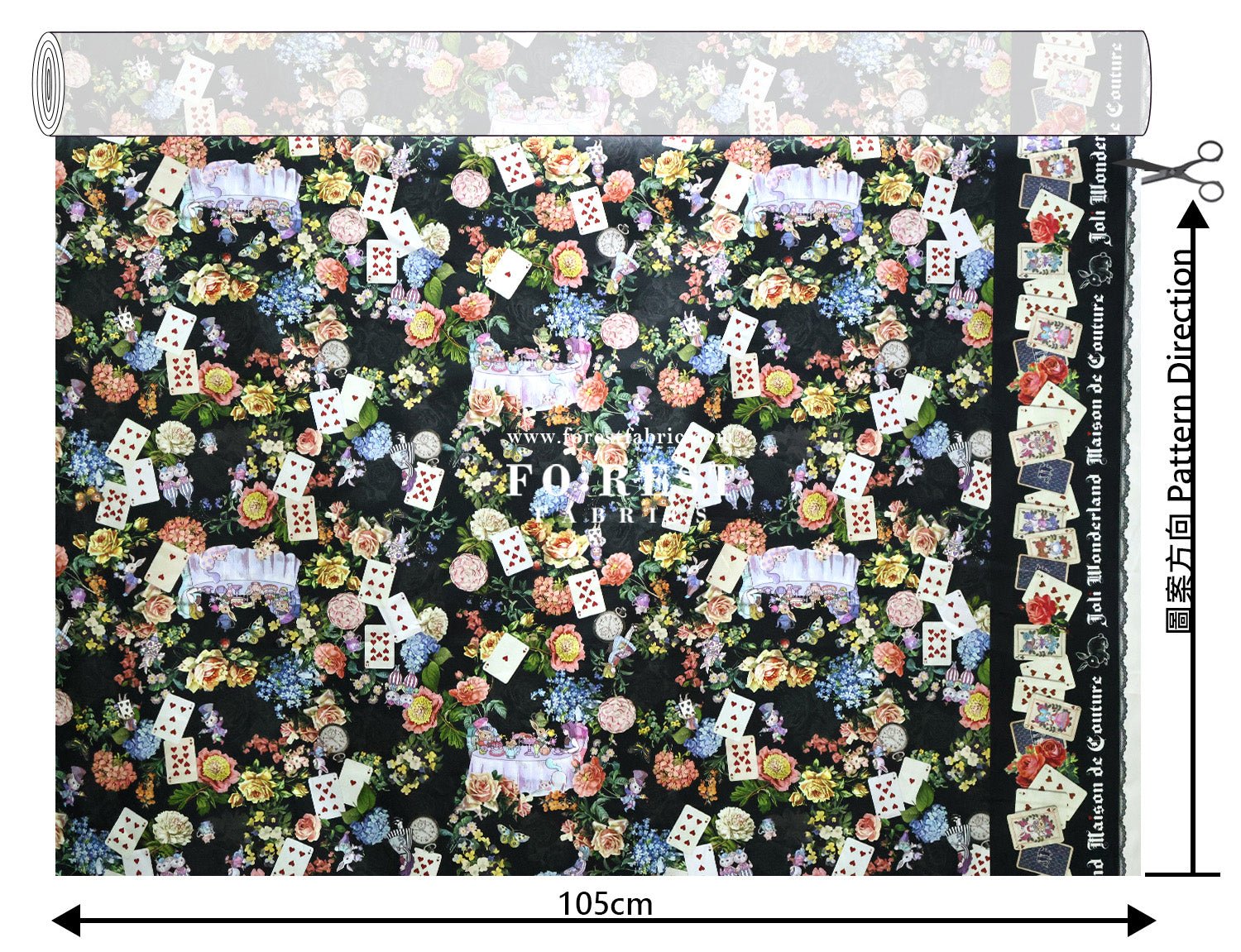 Satin Super Cotton - JoliFleur Classical Alice Wonderland fabric - FO:REST Fabric 布恩堂Liberty fabrictana lawnjapanese fabricykk zipper