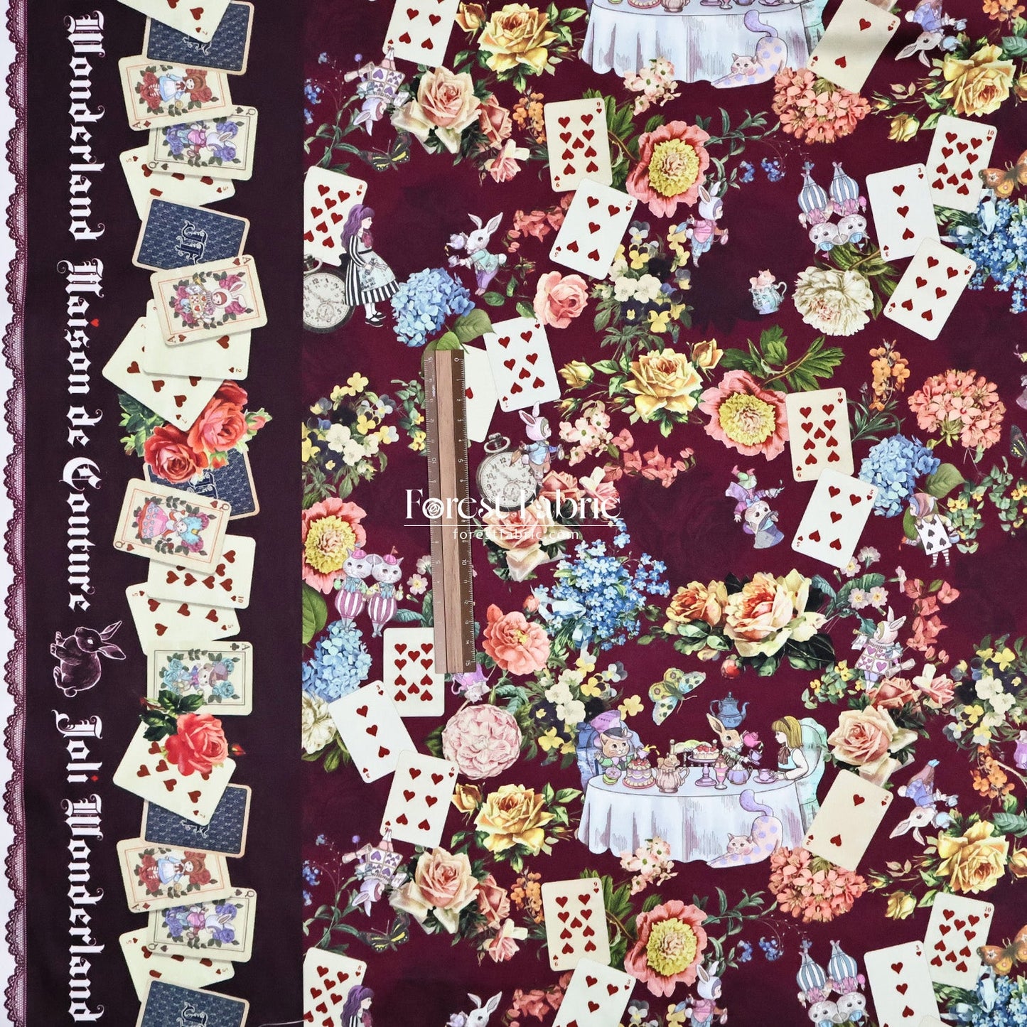 Satin Super Cotton - JoliFleur Classical Alice Wonderland fabric - FO:REST Fabric 布恩堂Liberty fabrictana lawnjapanese fabricykk zipper