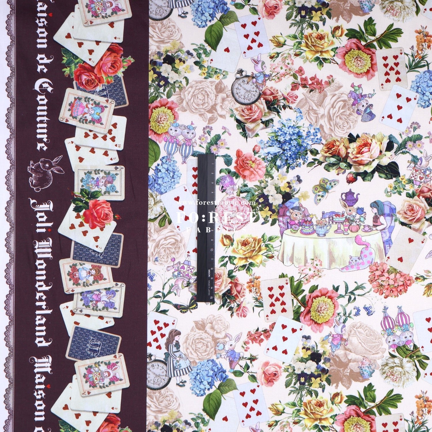 Satin Super Cotton - JoliFleur Classical Alice Wonderland fabric - FO:REST Fabric 布恩堂Liberty fabrictana lawnjapanese fabricykk zipper