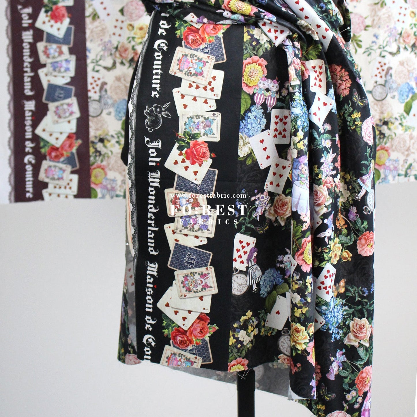 Satin Super Cotton - JoliFleur Classical Alice Wonderland fabric - FO:REST Fabric 布恩堂Liberty fabrictana lawnjapanese fabricykk zipper
