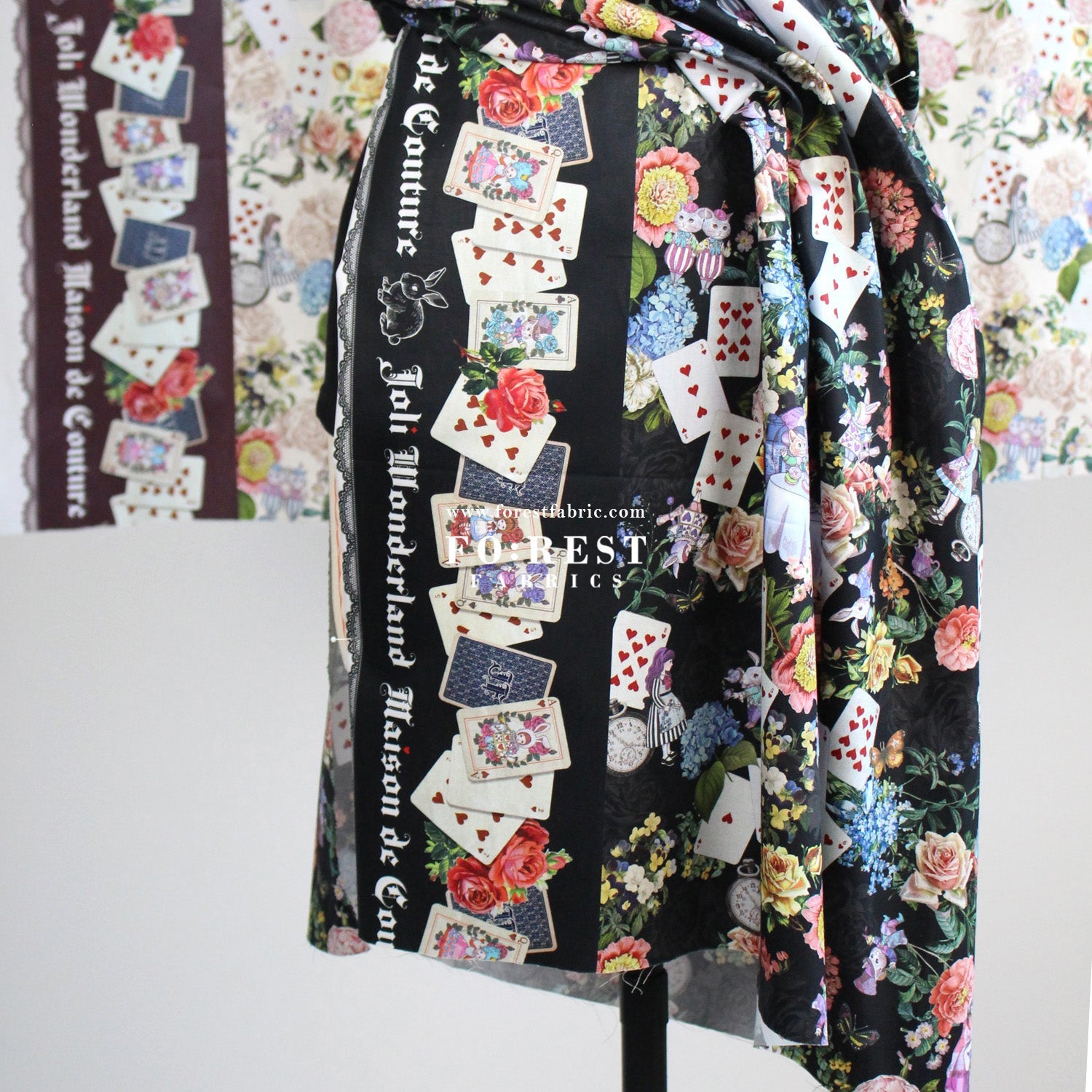 Satin Super Cotton - JoliFleur Classical Alice Wonderland fabric - FO:REST Fabric 布恩堂Liberty fabrictana lawnjapanese fabricykk zipper