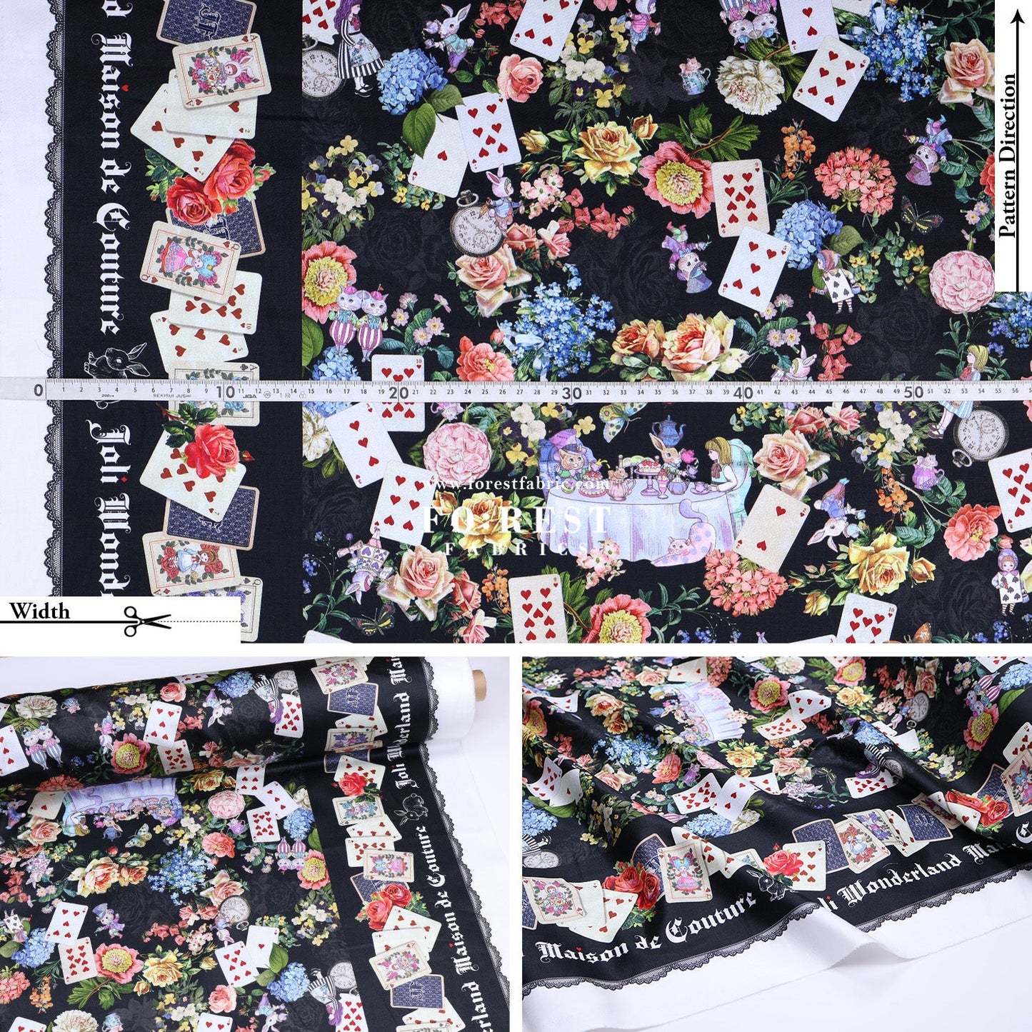 Satin Super Cotton - JoliFleur Classical Alice Wonderland fabric - FO:REST Fabric 布恩堂Liberty fabrictana lawnjapanese fabricykk zipper