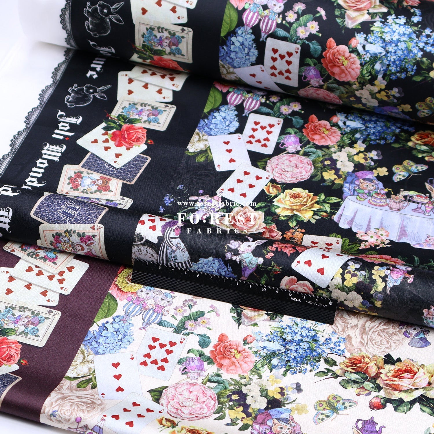 Satin Super Cotton - JoliFleur Classical Alice Wonderland fabric - FO:REST Fabric 布恩堂Liberty fabrictana lawnjapanese fabricykk zipper
