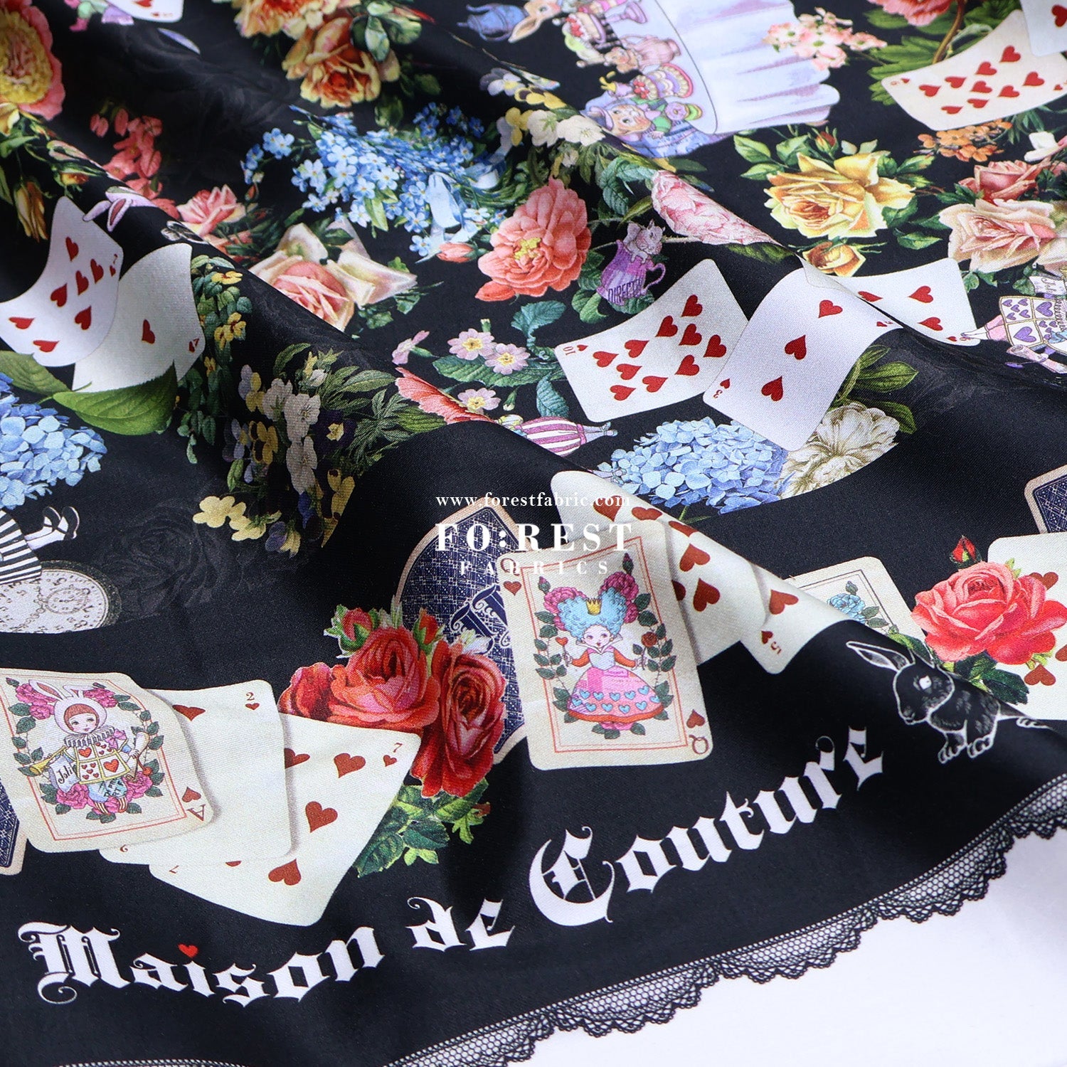 Satin Super Cotton - JoliFleur Classical Alice Wonderland fabric - FO:REST Fabric 布恩堂Liberty fabrictana lawnjapanese fabricykk zipper
