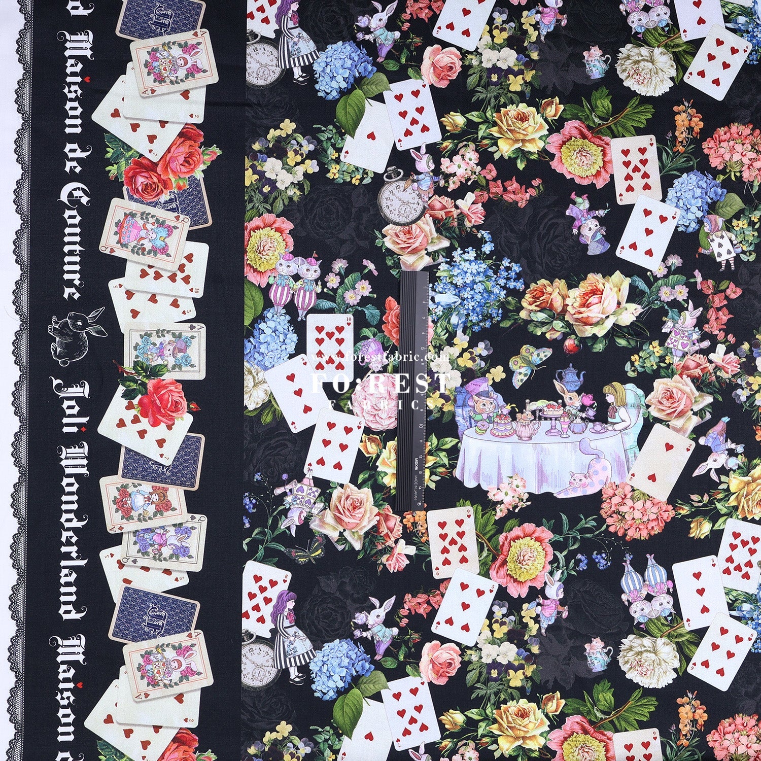Satin Super Cotton - JoliFleur Classical Alice Wonderland fabric - FO:REST Fabric 布恩堂Liberty fabrictana lawnjapanese fabricykk zipper