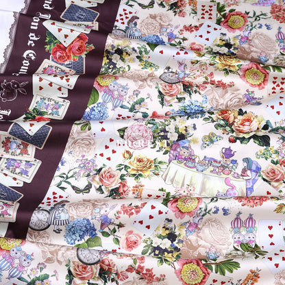 Satin Super Cotton - JoliFleur Classical Alice Wonderland fabric - FO:REST Fabric 布恩堂Liberty fabrictana lawnjapanese fabricykk zipper
