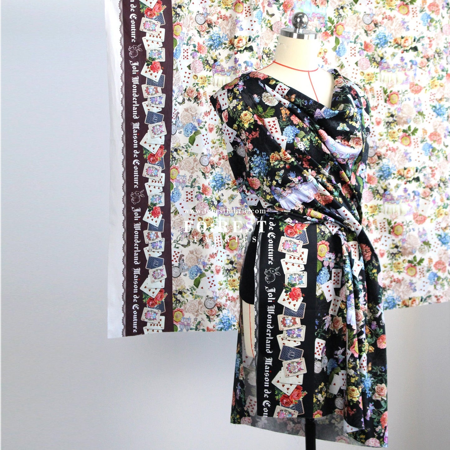 Satin Super Cotton - JoliFleur Classical Alice Wonderland fabric - FO:REST Fabric 布恩堂Liberty fabrictana lawnjapanese fabricykk zipper