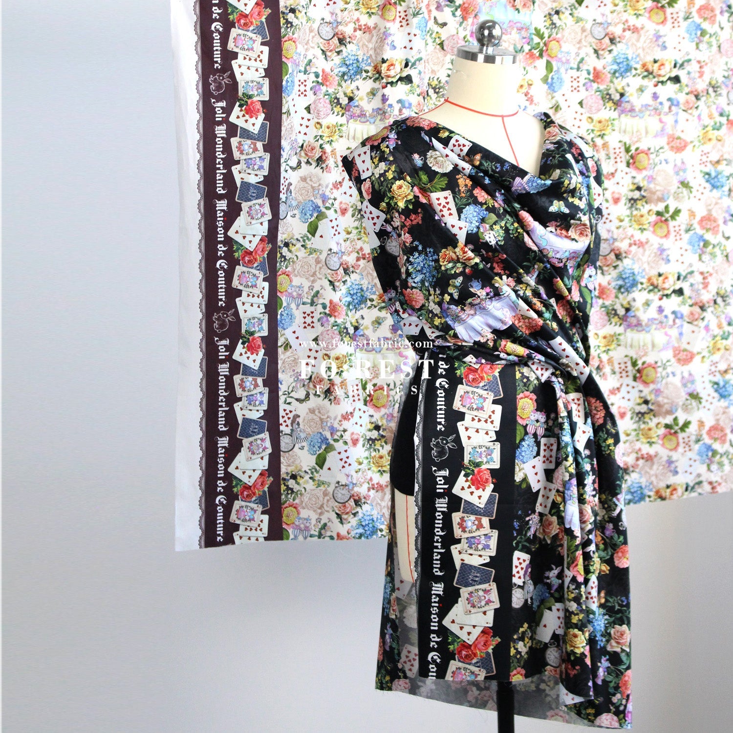 Satin Super Cotton - JoliFleur Classical Alice Wonderland fabric - FO:REST Fabric 布恩堂Liberty fabrictana lawnjapanese fabricykk zipper