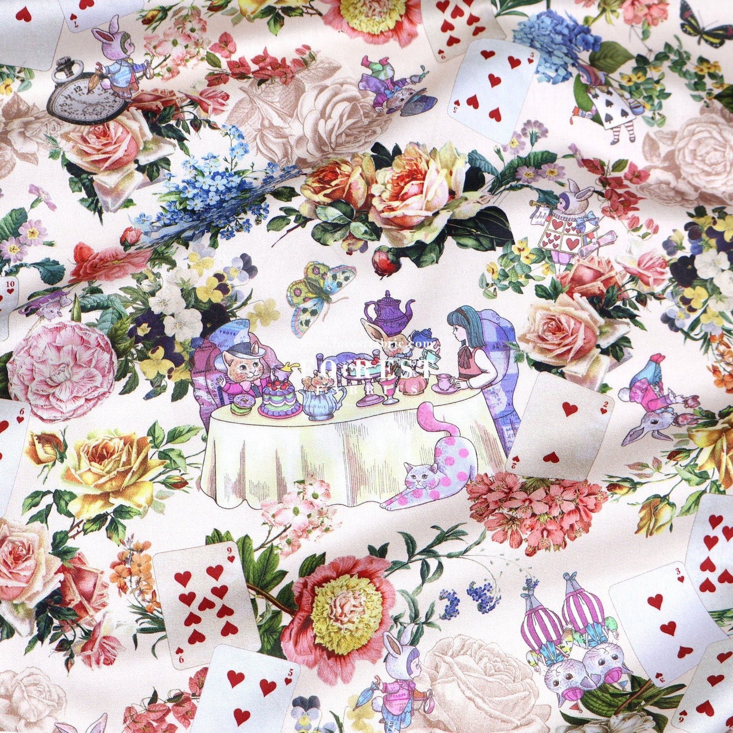 Satin Super Cotton - JoliFleur Classical Alice Wonderland fabric - FO:REST Fabric 布恩堂Liberty fabrictana lawnjapanese fabricykk zipper