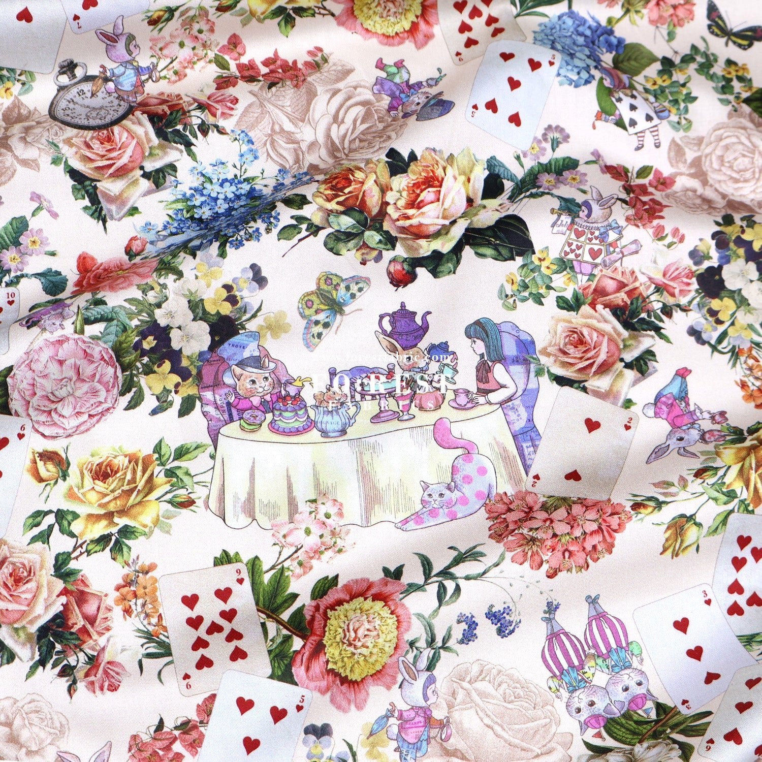 Satin Super Cotton - JoliFleur Classical Alice Wonderland fabric - FO:REST Fabric 布恩堂Liberty fabrictana lawnjapanese fabricykk zipper
