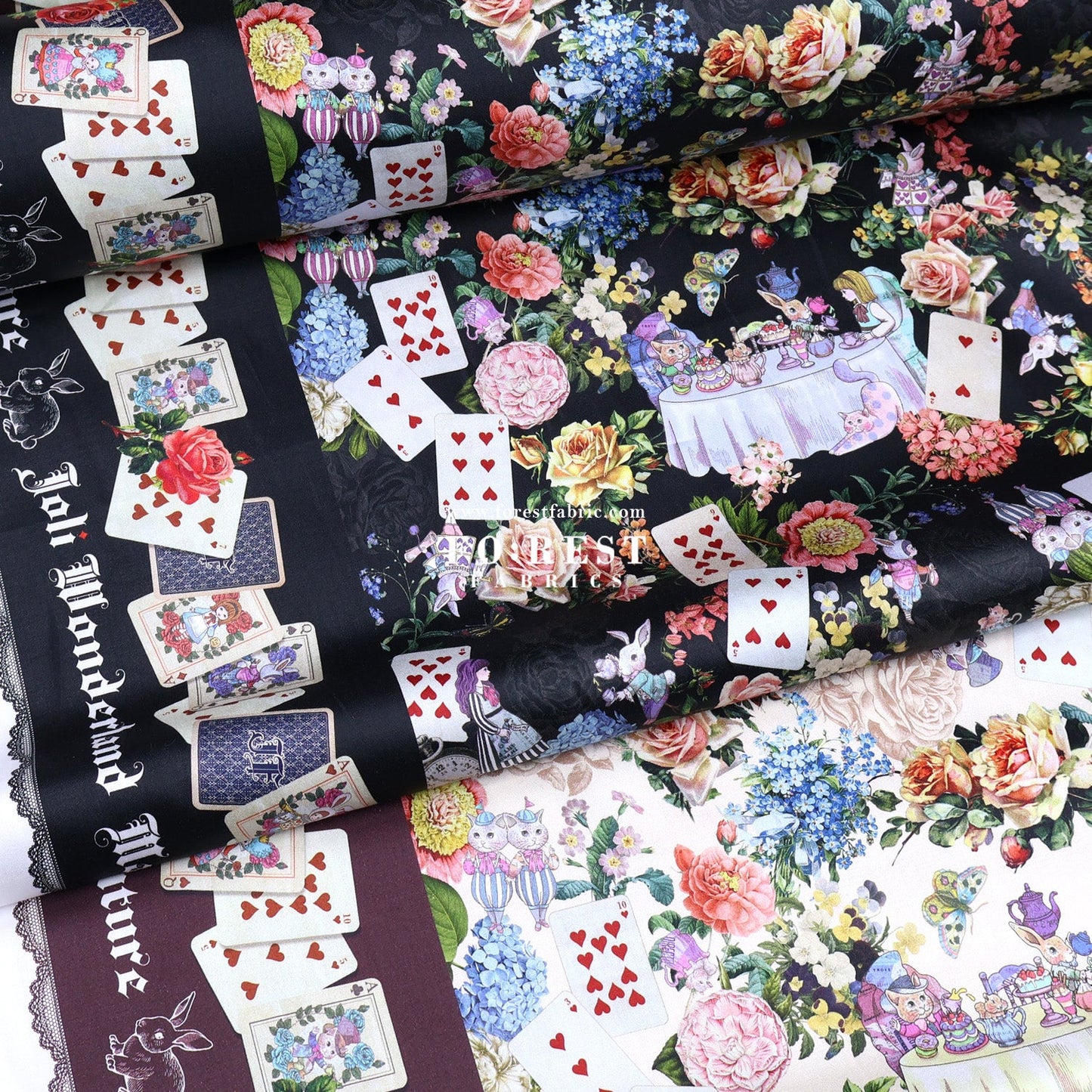 Satin Super Cotton - JoliFleur Classical Alice Wonderland fabric - FO:REST Fabric 布恩堂Liberty fabrictana lawnjapanese fabricykk zipper