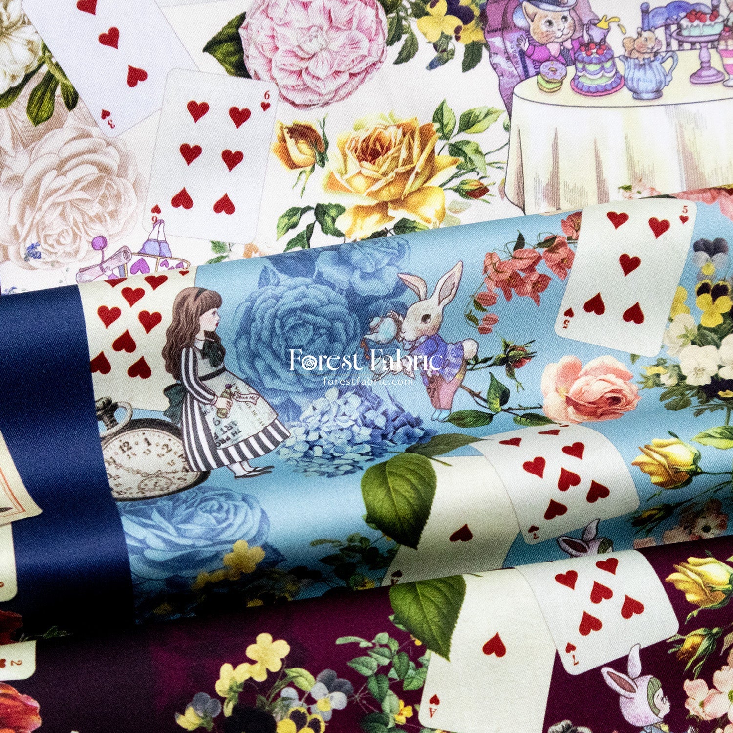 Satin Super Cotton - JoliFleur Classical Alice Wonderland fabric - FO:REST Fabric 布恩堂Liberty fabrictana lawnjapanese fabricykk zipper