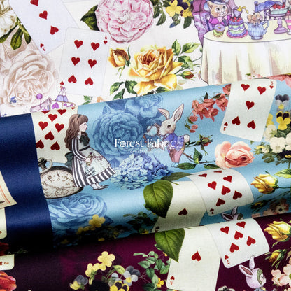 Satin Super Cotton - JoliFleur Classical Alice Wonderland fabric - FO:REST Fabric 布恩堂Liberty fabrictana lawnjapanese fabricykk zipper