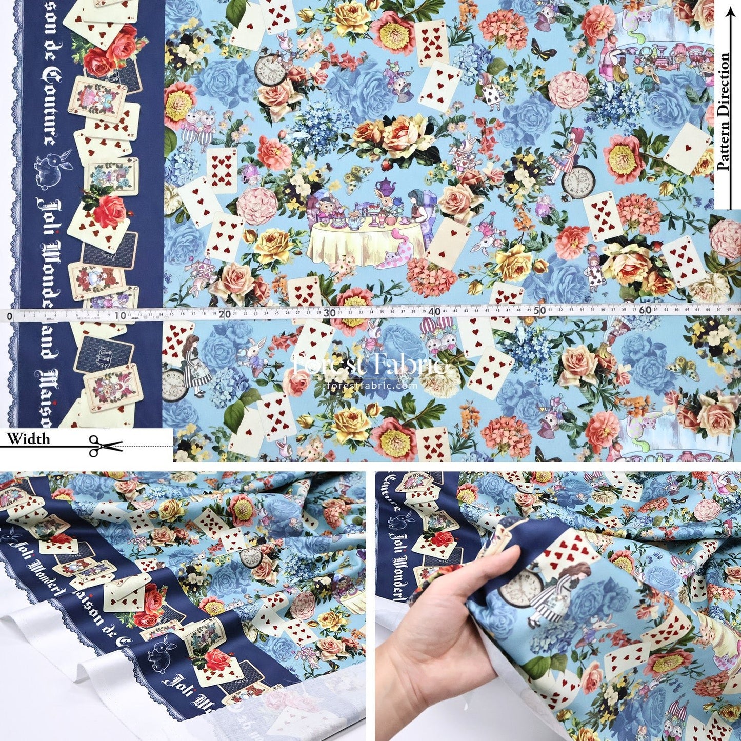 Satin Super Cotton - JoliFleur Classical Alice Wonderland fabric - FO:REST Fabric 布恩堂Liberty fabrictana lawnjapanese fabricykk zipper