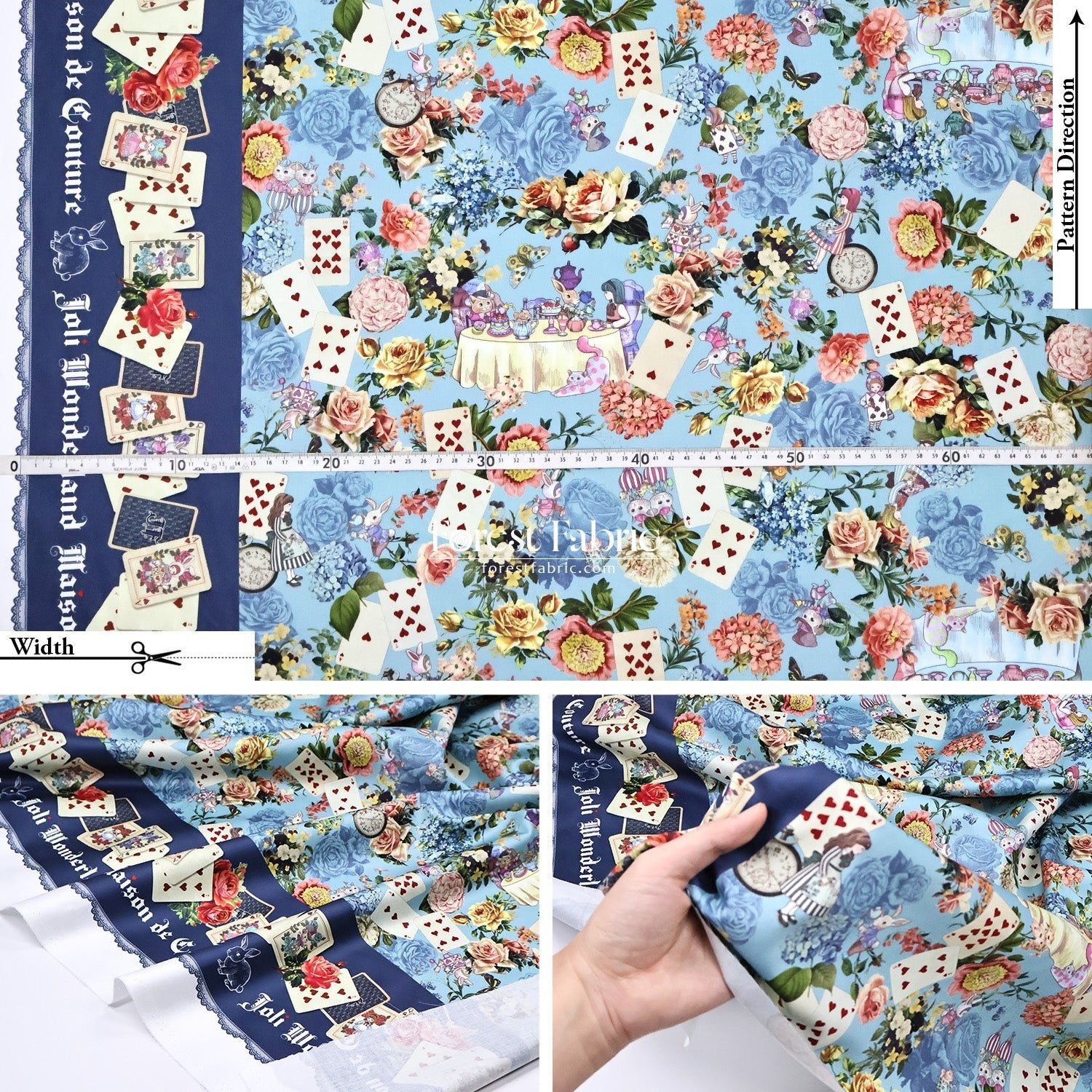 Satin Super Cotton - JoliFleur Classical Alice Wonderland fabric - FO:REST Fabric 布恩堂Liberty fabrictana lawnjapanese fabricykk zipper