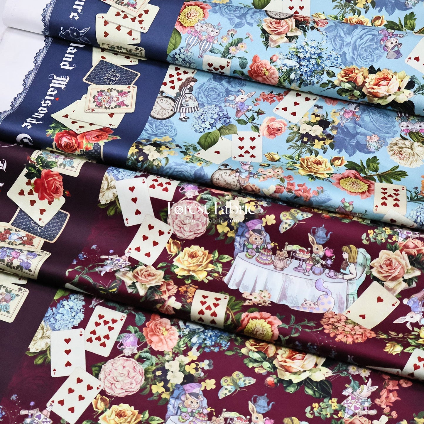 Satin Super Cotton - JoliFleur Classical Alice Wonderland fabric - FO:REST Fabric 布恩堂Liberty fabrictana lawnjapanese fabricykk zipper