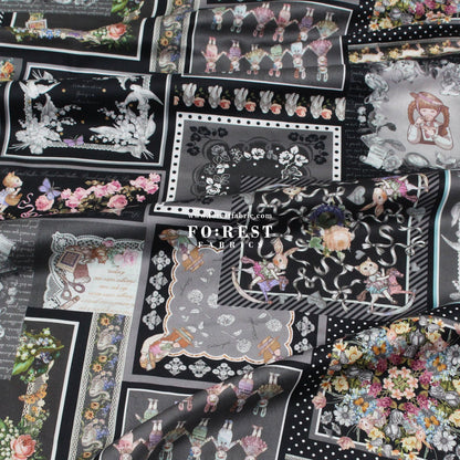 Satin Super Cotton - JoliFleur Itoi patchwork fabric Black - FO:REST Fabric 布恩堂Liberty fabrictana lawnjapanese fabricykk zipper