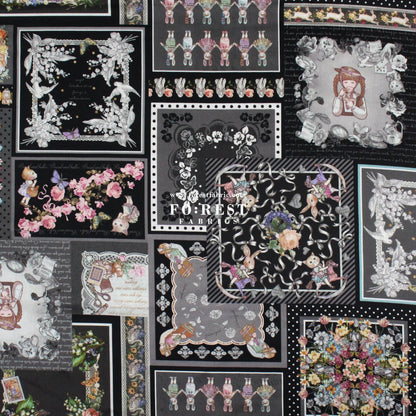 Satin Super Cotton - JoliFleur Itoi patchwork fabric Black - FO:REST Fabric 布恩堂Liberty fabrictana lawnjapanese fabricykk zipper