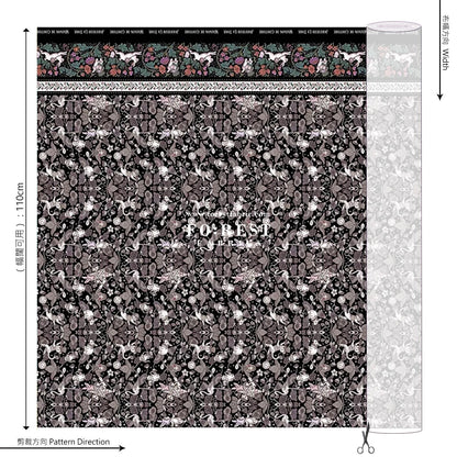 Satin Super Cotton - JoliFleur Poisonberry Thief fabric Black - FO:REST Fabric 布恩堂Liberty fabrictana lawnjapanese fabricykk zipper