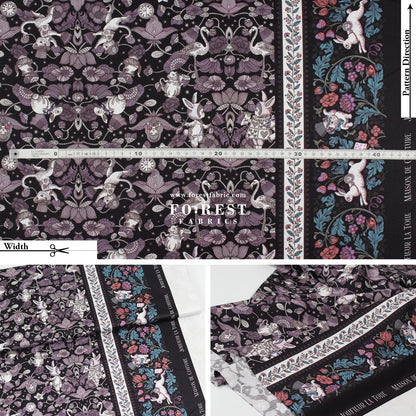 Satin Super Cotton - JoliFleur Poisonberry Thief fabric Black - FO:REST Fabric 布恩堂Liberty fabrictana lawnjapanese fabricykk zipper