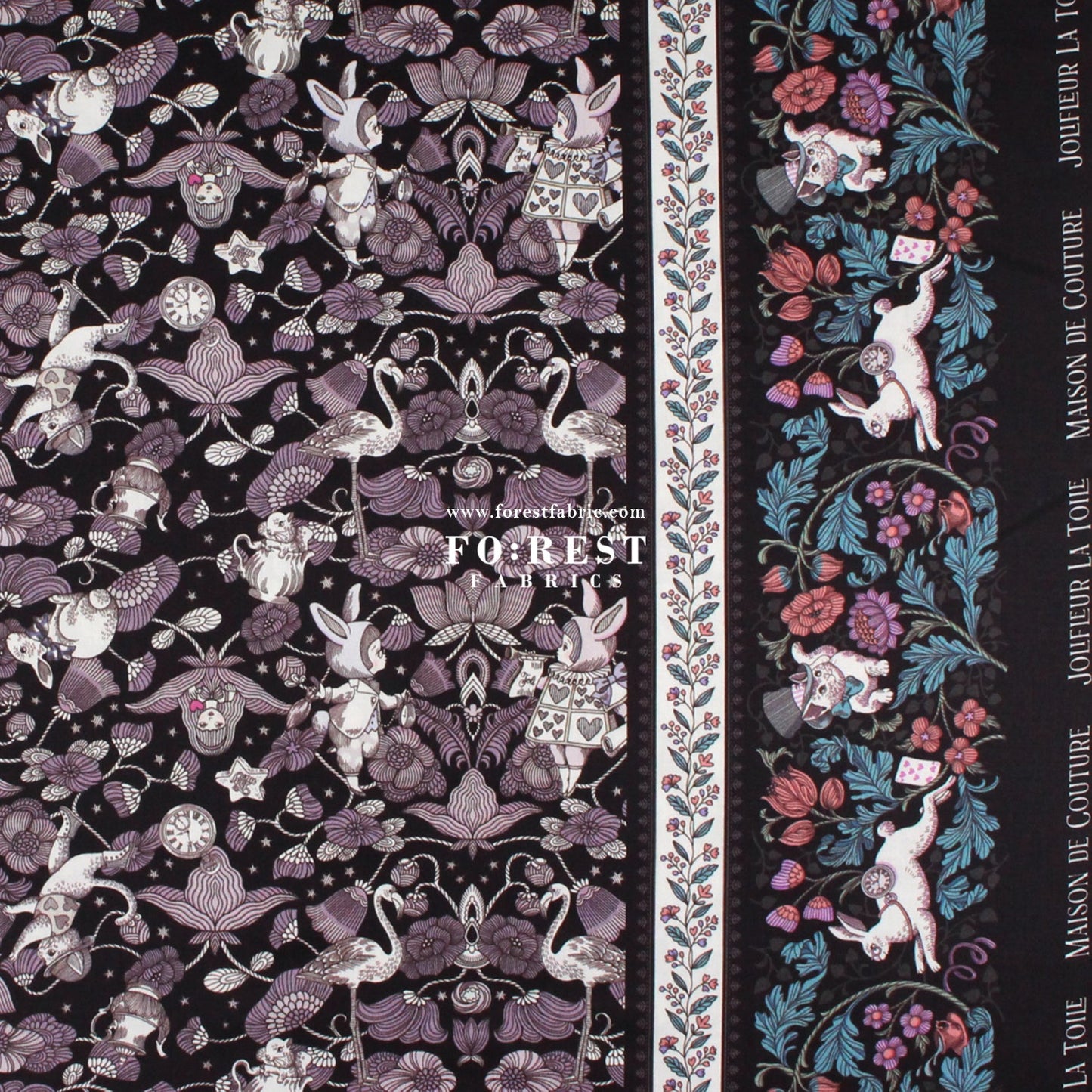 Satin Super Cotton - JoliFleur Poisonberry Thief fabric Black - FO:REST Fabric 布恩堂Liberty fabrictana lawnjapanese fabricykk zipper