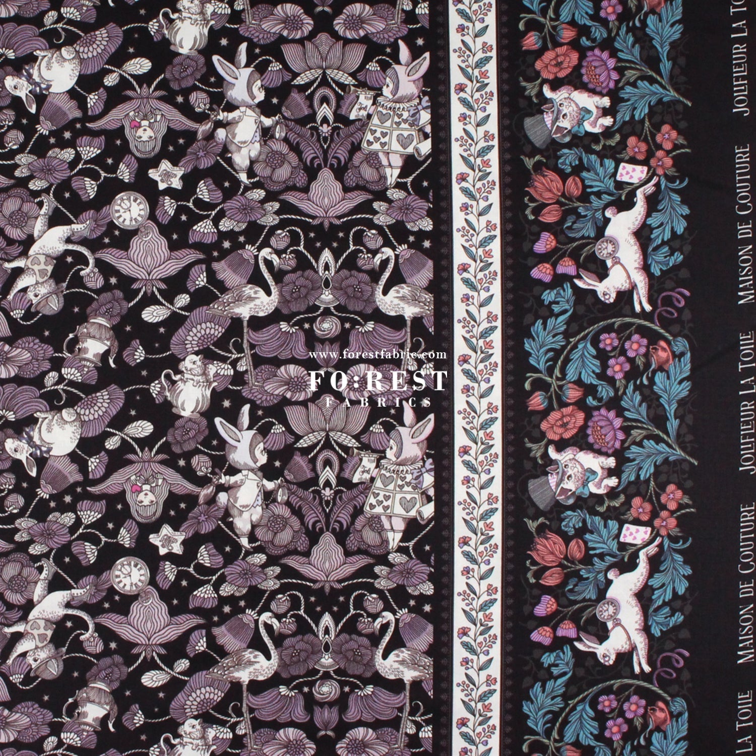 Satin Super Cotton - JoliFleur Poisonberry Thief fabric Black - FO:REST Fabric 布恩堂Liberty fabrictana lawnjapanese fabricykk zipper