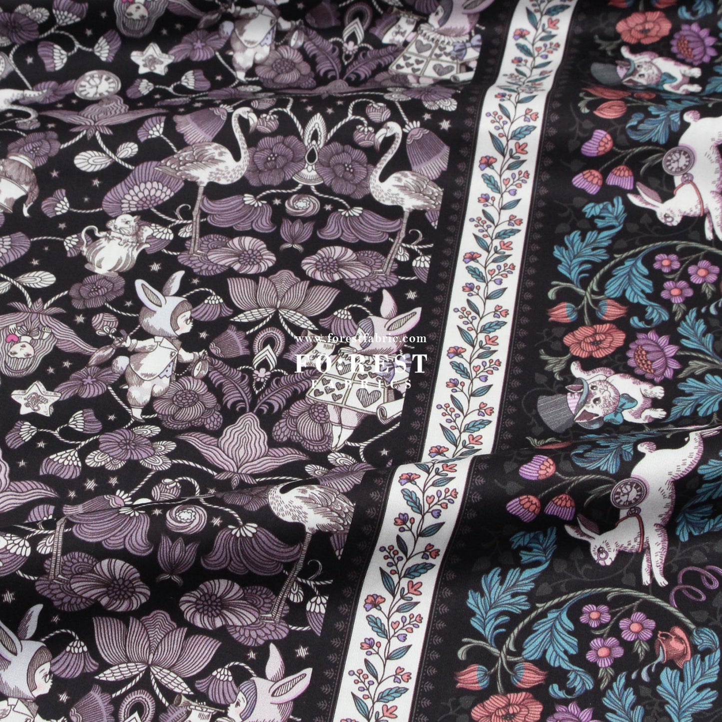 Satin Super Cotton - JoliFleur Poisonberry Thief fabric Black - FO:REST Fabric 布恩堂Liberty fabrictana lawnjapanese fabricykk zipper
