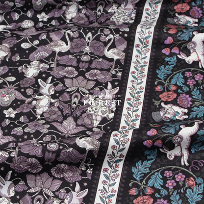 Satin Super Cotton - JoliFleur Poisonberry Thief fabric Black - FO:REST Fabric 布恩堂Liberty fabrictana lawnjapanese fabricykk zipper