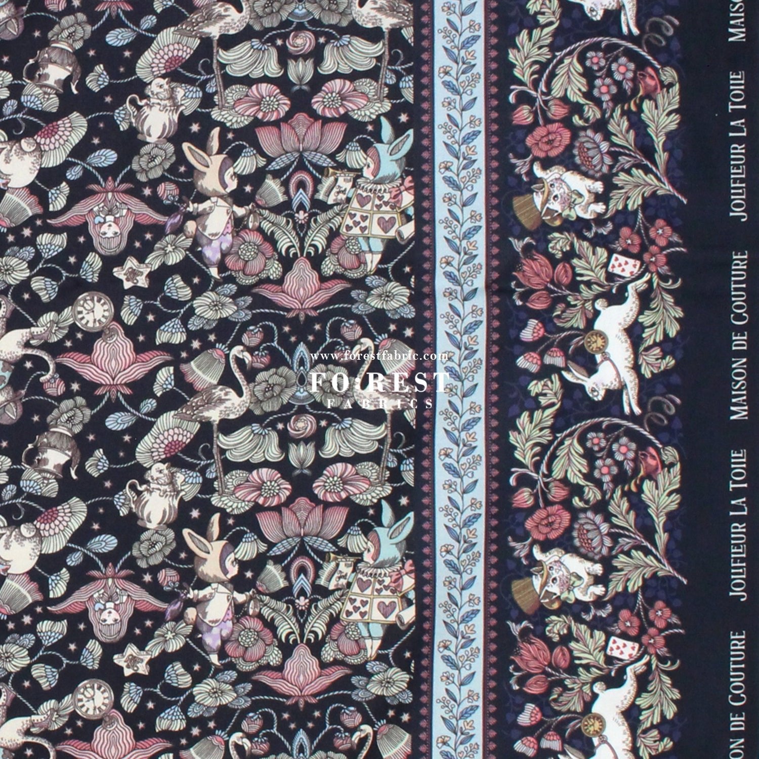 Satin Super Cotton - JoliFleur Poisonberry Thief fabric Navy - FO:REST Fabric 布恩堂Liberty fabrictana lawnjapanese fabricykk zipper