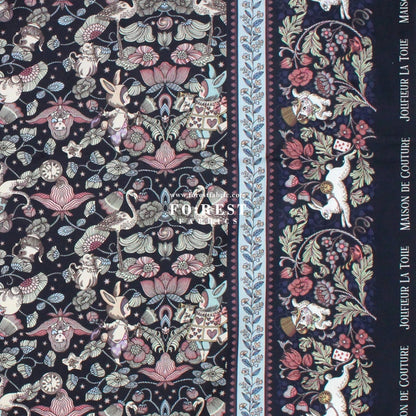 Satin Super Cotton - JoliFleur Poisonberry Thief fabric Navy - FO:REST Fabric 布恩堂Liberty fabrictana lawnjapanese fabricykk zipper