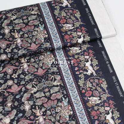 Satin Super Cotton - JoliFleur Poisonberry Thief fabric Navy - FO:REST Fabric 布恩堂Liberty fabrictana lawnjapanese fabricykk zipper