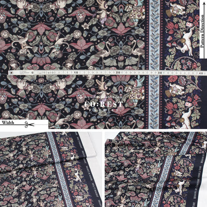 Satin Super Cotton - JoliFleur Poisonberry Thief fabric Navy - FO:REST Fabric 布恩堂Liberty fabrictana lawnjapanese fabricykk zipper