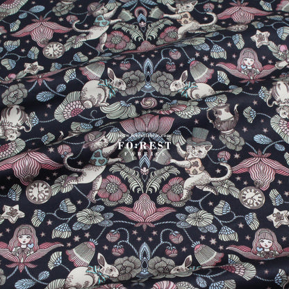 Satin Super Cotton - JoliFleur Poisonberry Thief fabric Navy - FO:REST Fabric 布恩堂Liberty fabrictana lawnjapanese fabricykk zipper