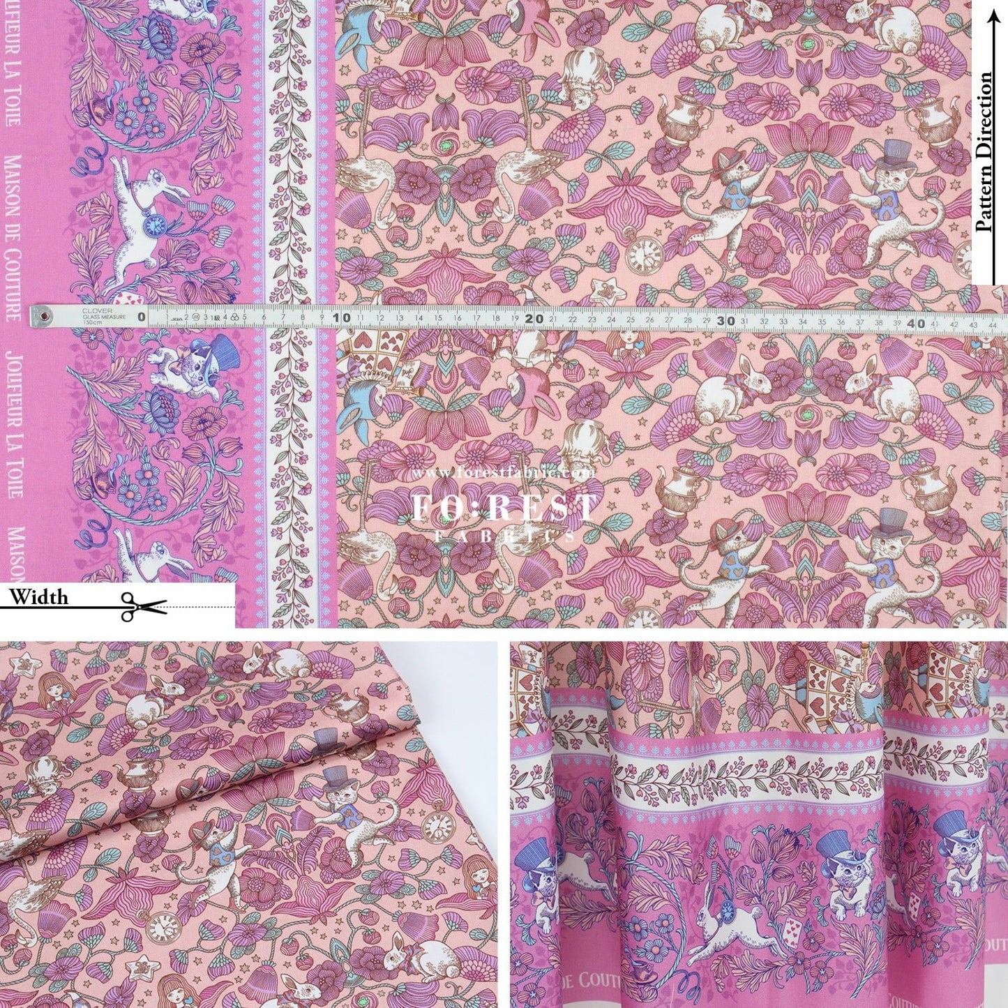 Satin Super Cotton - JoliFleur Poisonberry Thief fabric PINK - FO:REST Fabric 布恩堂Liberty fabrictana lawnjapanese fabricykk zipper