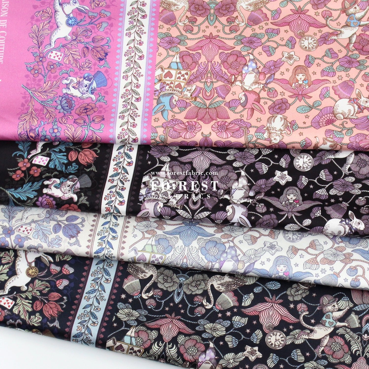 Satin Super Cotton - JoliFleur Poisonberry Thief fabric PINK - FO:REST Fabric 布恩堂Liberty fabrictana lawnjapanese fabricykk zipper