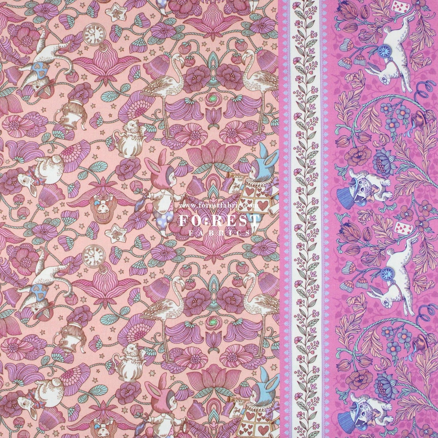 Satin Super Cotton - JoliFleur Poisonberry Thief fabric PINK - FO:REST Fabric 布恩堂Liberty fabrictana lawnjapanese fabricykk zipper