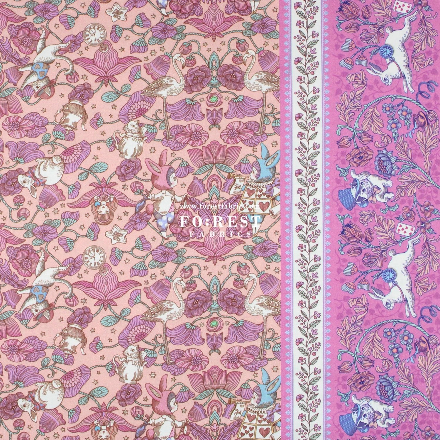 Satin Super Cotton - JoliFleur Poisonberry Thief fabric PINK - FO:REST Fabric 布恩堂Liberty fabrictana lawnjapanese fabricykk zipper