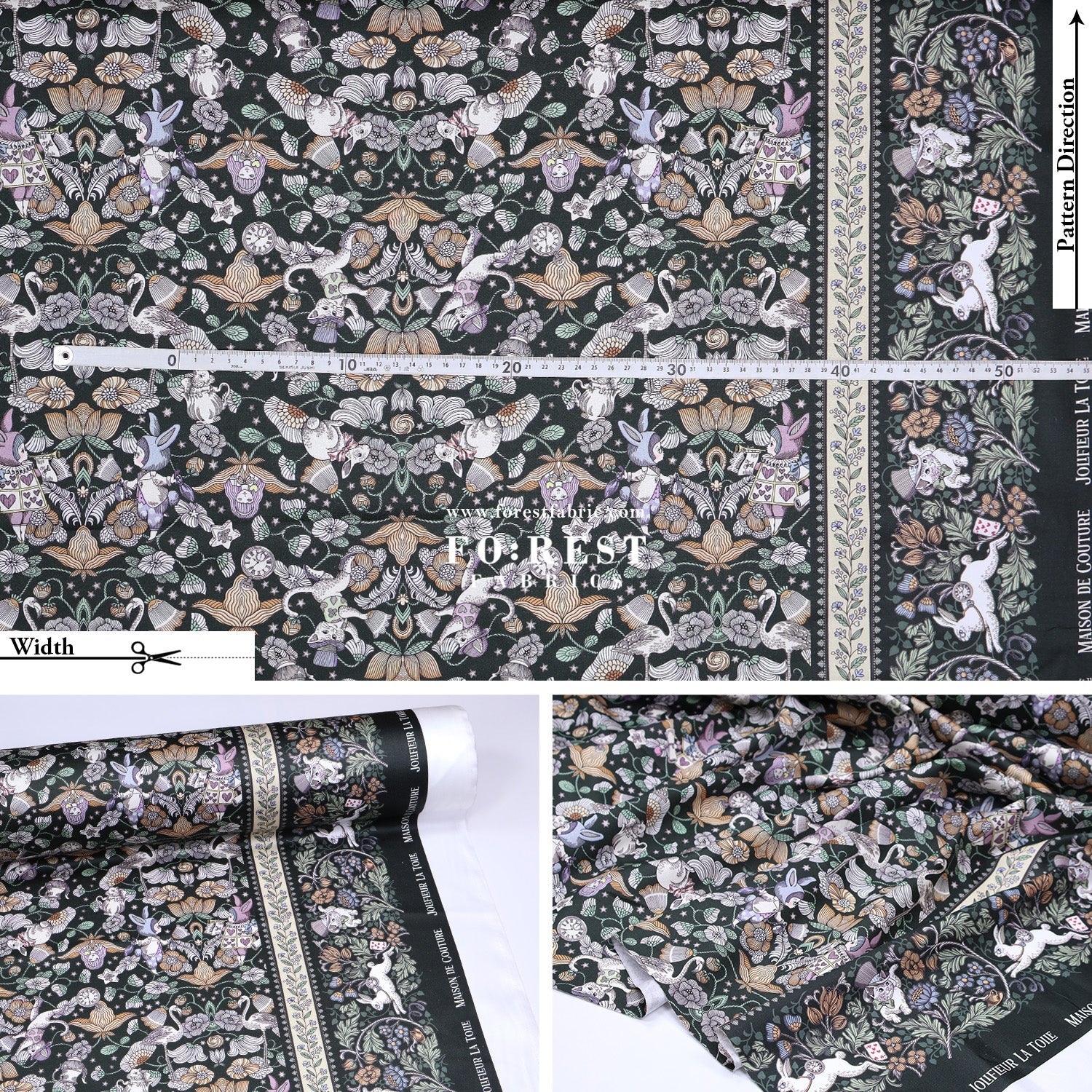 Satin Super Cotton - JoliFleur Poisonberry Thief fabric - FO:REST Fabric 布恩堂Liberty fabrictana lawnjapanese fabricykk zipper